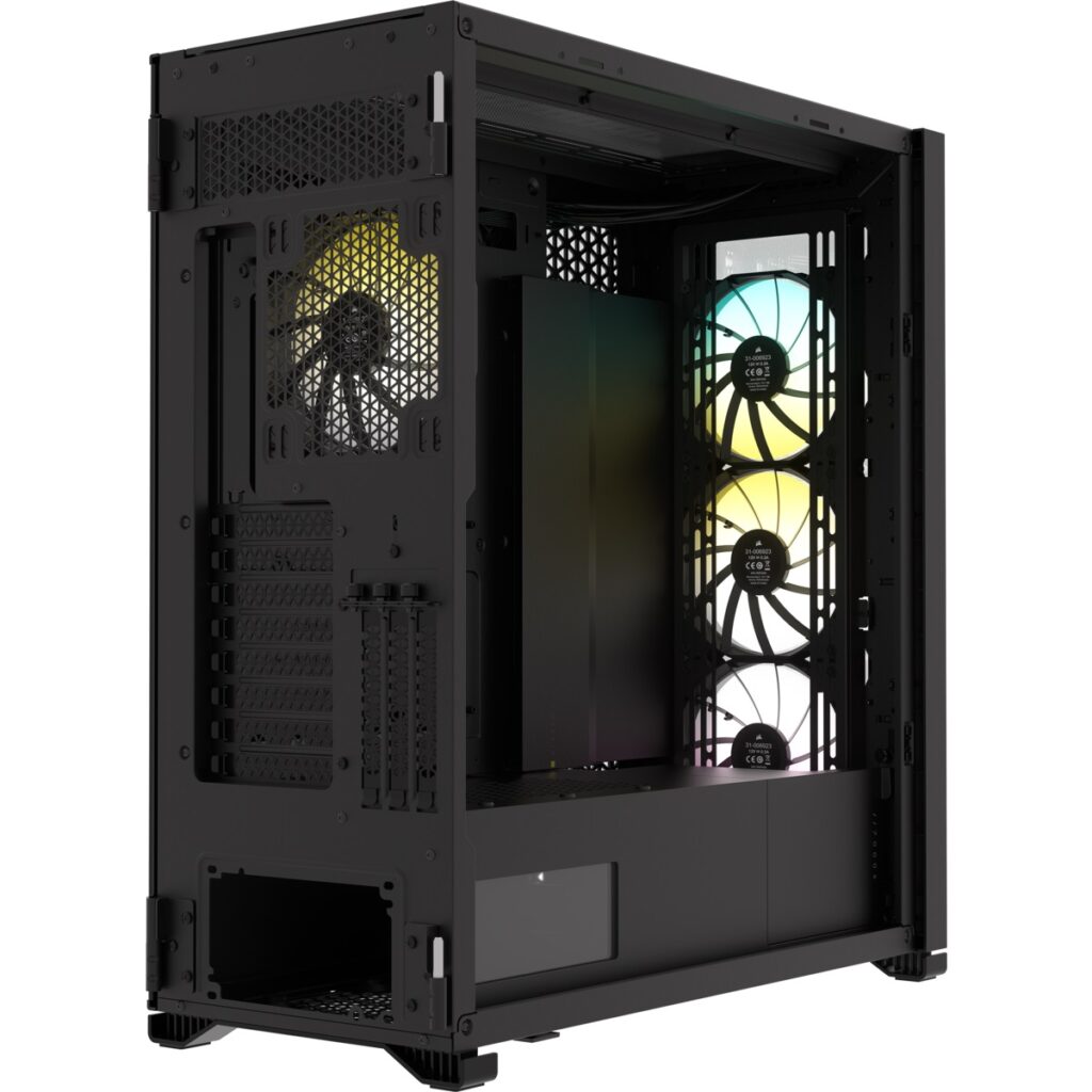 Corsair iCUE 7000X Full Tower Form Factor ATX case Three tempered glass panels black case color Four RGB fans included cc9011226ww