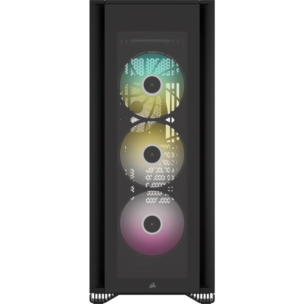 Corsair iCUE 7000X Full Tower Form Factor ATX case Three tempered glass panels black case color Four RGB fans included cc9011226ww