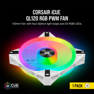 Corsair iCUE QL120 RGB 120mm PWM White Fan CO-9050103-WW