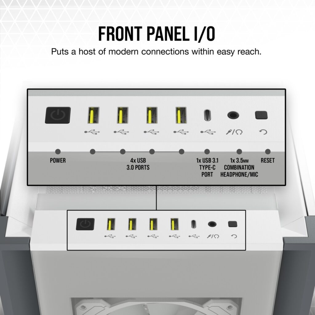 Corsair iCUE 7000X RGB Full-Tower Form Factor ATX case Tempered Glass hidden cable management White case color cc9011227ww