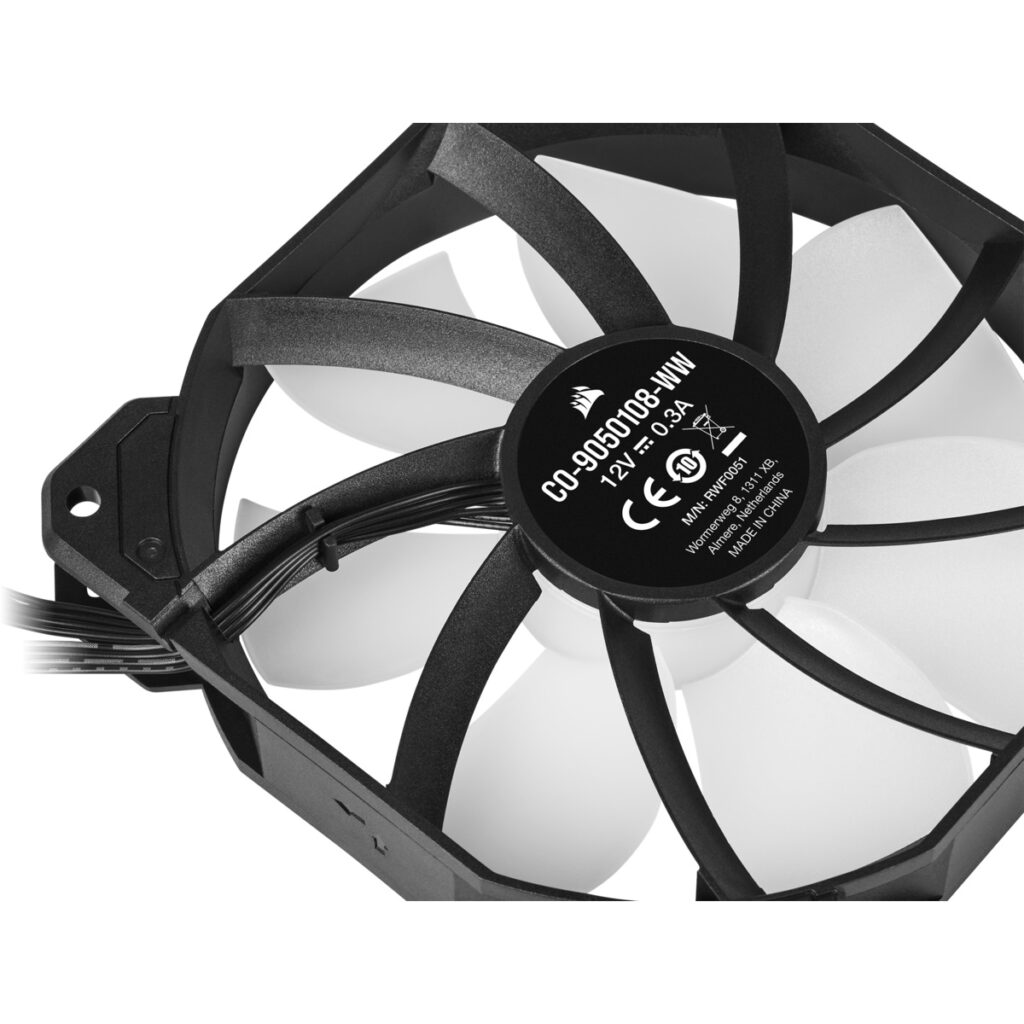 Cosrsair SP120 RGB ELITE 120mm PWM Fan up to 1,500 RPM 8 individually ARGB low noise 7 dBA Single Pack iCUE software CO9050108 WW