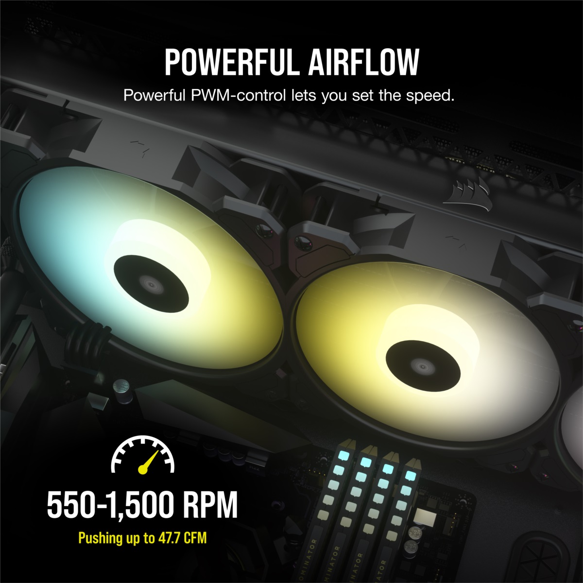 Cosrsair SP120 RGB ELITE 120mm PWM Fan up to 1,500 RPM 8 individually ARGB low noise 7 dBA Single Pack iCUE software CO9050108 WW