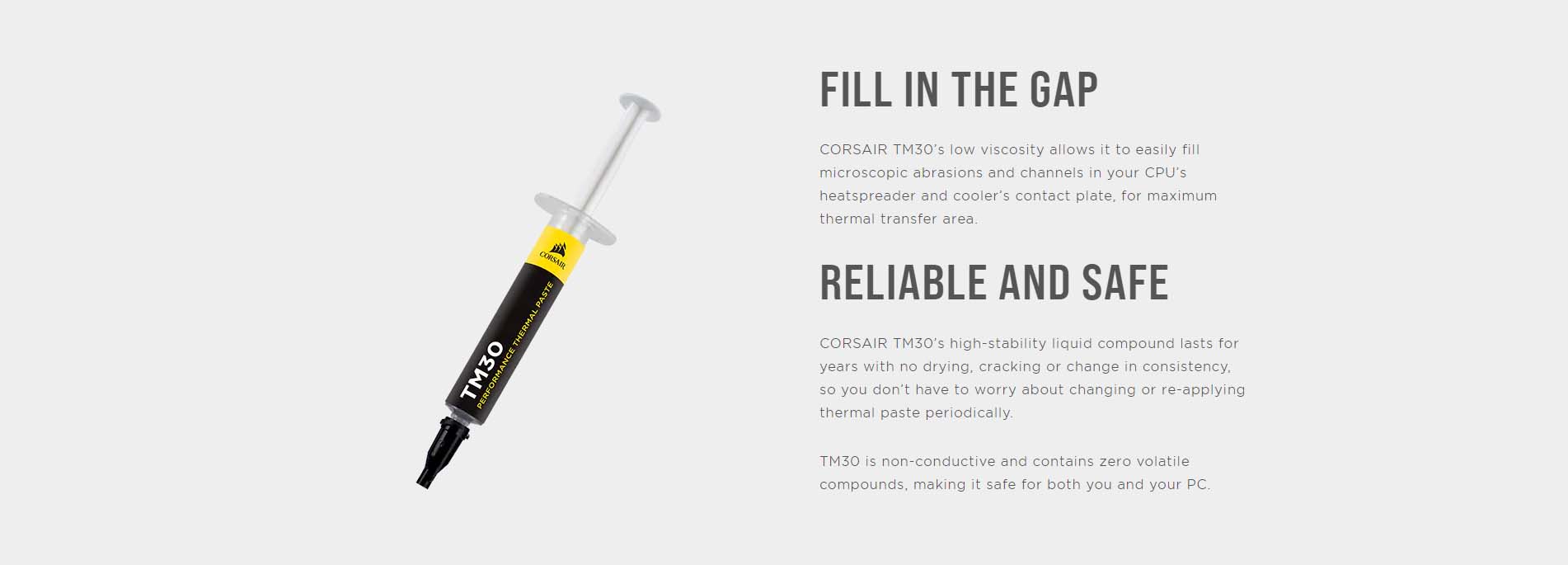 Corsair - TM30 Performance Thermal Paste 3.8 W/mK thermal conductivity 3 gram net weight premium product CT-9010001-WW