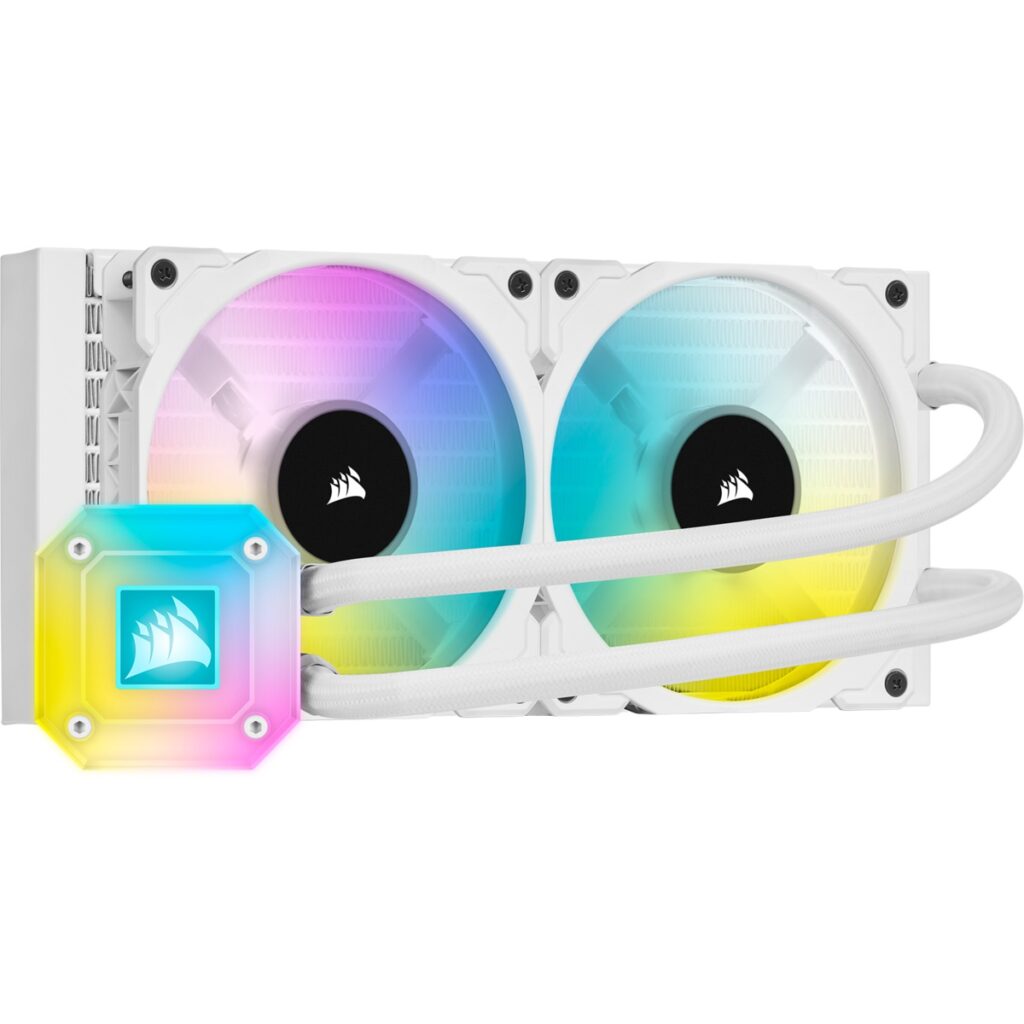 Corsair - H100i ELITE white color CAPELLIX RGB Liquid CPU Cooler 240mm radiato ultrabright CAPELLIX RGB pump head Zero RPM mode CW-9060050-WW