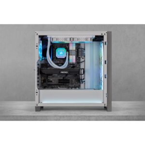 Corsair - H100i ELITE white color CAPELLIX RGB Liquid CPU Cooler { 240mm radiator / ultrabright CAPELLIX RGB pump head / Zero RPM mode } CW-9060050-WW - Image 3
