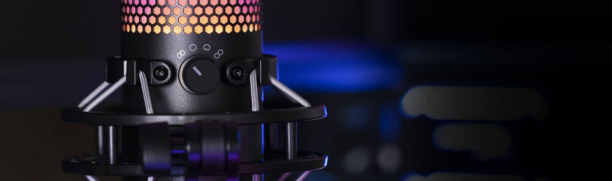 HyperX QuadCast S stand alone USB Microphone customizable Dynamic RGB Lighting tap to mute ( sensor ) Four selectable polar patterns 2 meter USB cable length HMIQ1S-XX-RG/G