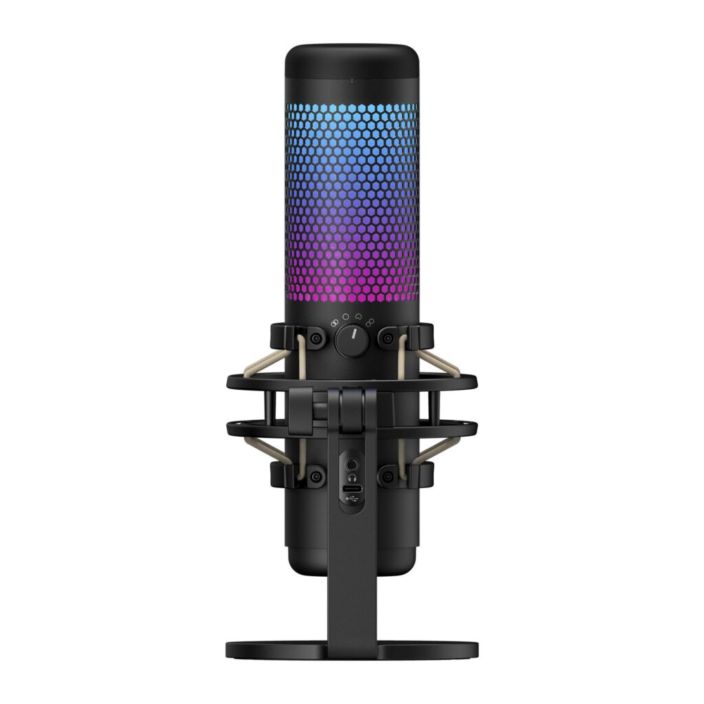 HyperX QuadCast S stand alone USB Microphone customizable Dynamic RGB Lighting tap to mute ( sensor ) Four selectable polar patterns 2 meter USB cable length HMIQ1S-XX-RG/G
