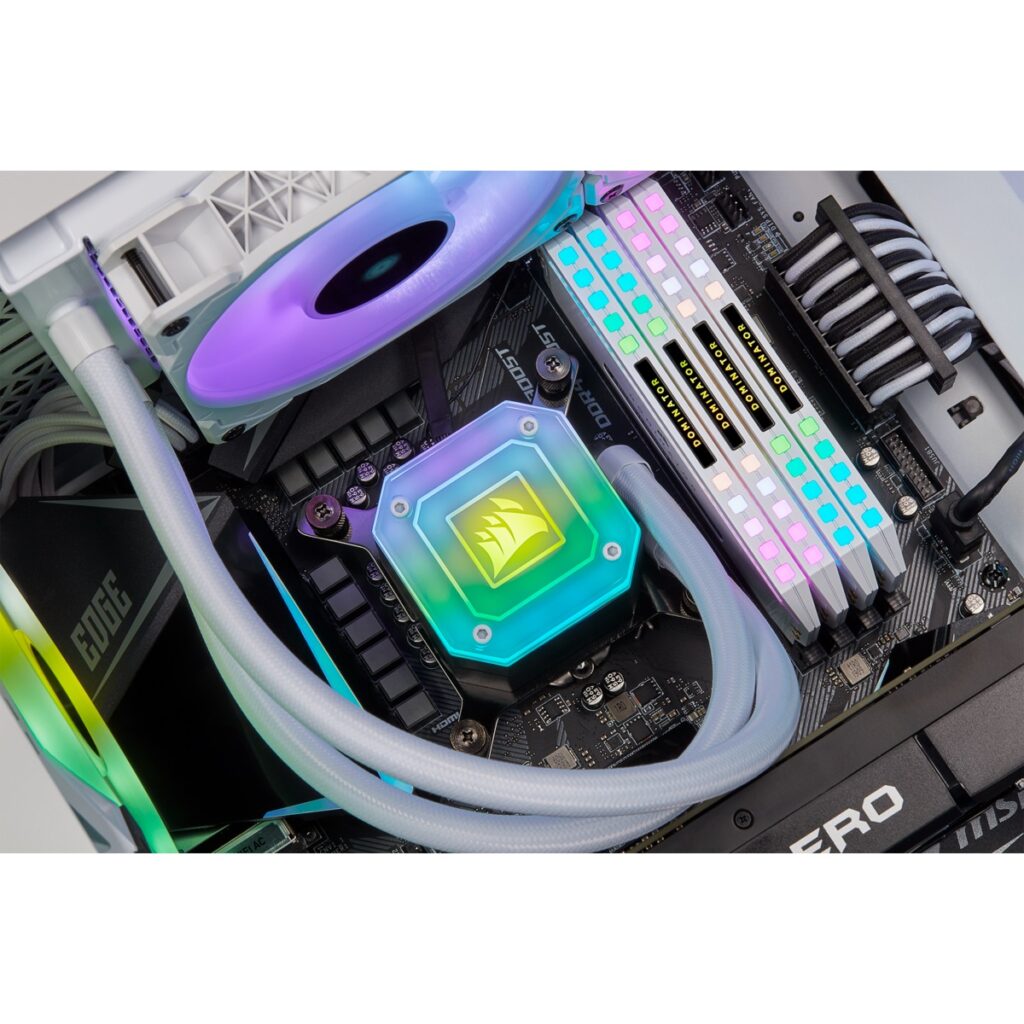 Corsair - H100i ELITE white color CAPELLIX RGB Liquid CPU Cooler 240mm radiato ultrabright CAPELLIX RGB pump head Zero RPM mode CW-9060050-WW