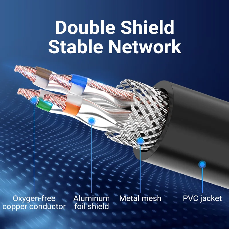 Vention extension patch cable CAT 6 SSTP 8 meter cable length black color Premium quality IBLBK