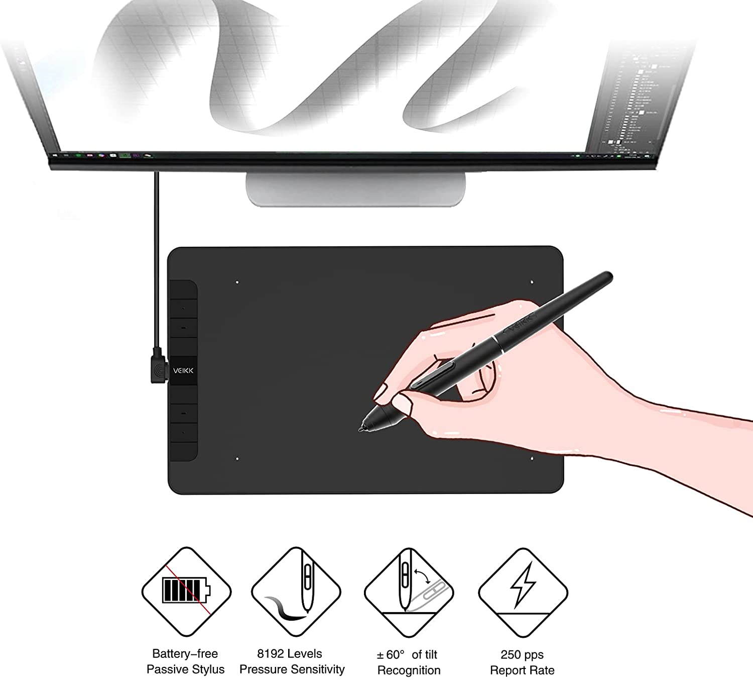 Veikk VK1060 Drawing Tablet , 10x6 Inch Graphic Tablet