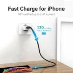 Vention iphone 2M  Lightning MFi to USB 2.0 Braided Cable Gray Aluminum Alloy Type - [ LHBHH ] - Image 3