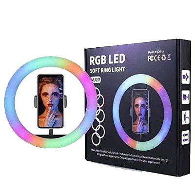 RGB Ring light MJ20 variant color modes brightness control free spin Universal Cellphone Holder 