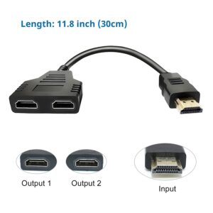 HDMI Splitter Adapter Cable (1 in HDMI Male to 2 Out HDMI Female)