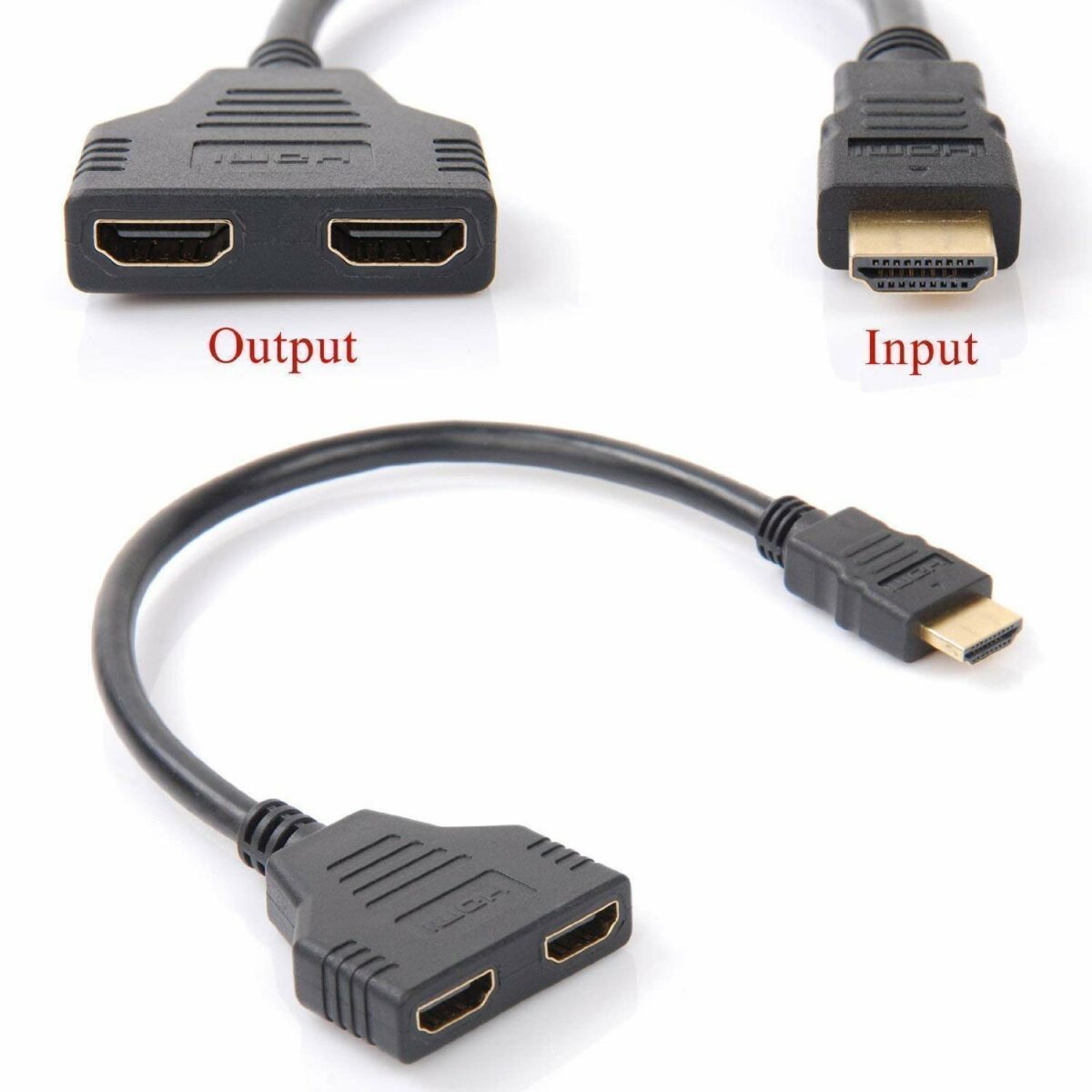 HDMI Splitter Adapter Cable (1 in HDMI Male to 2 Out HDMI Female)