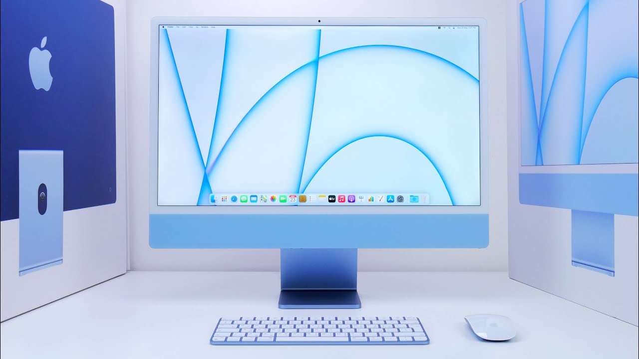 Apple iMac All-In-One 2021 M1 Chip 256 GB SSD 8GB 24' 4.5K Blue \ MJV93LL / A