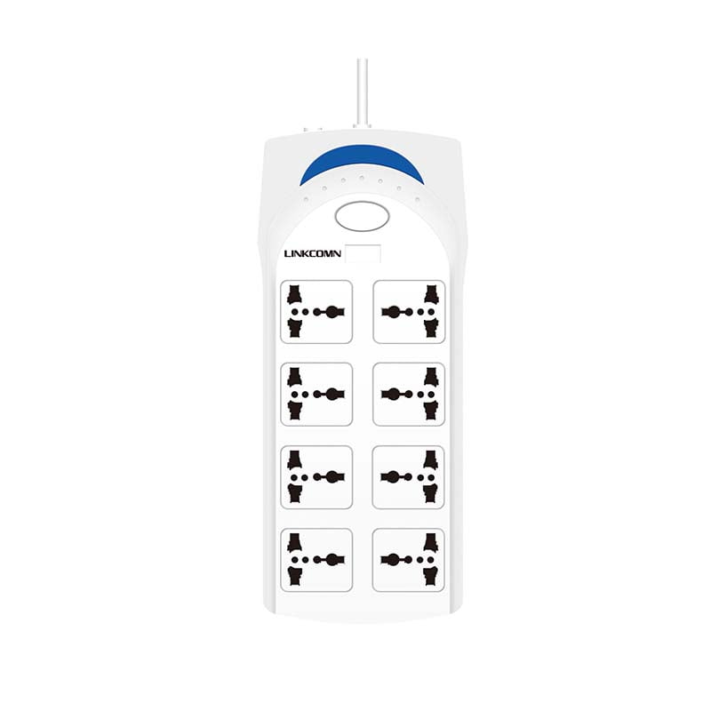 Linkcomn Power Strip LC-PS801 - 3M cord length - EU power plug - 8 Sockets - 5000 Times Plug Approved - Durable and fire-resistance shell