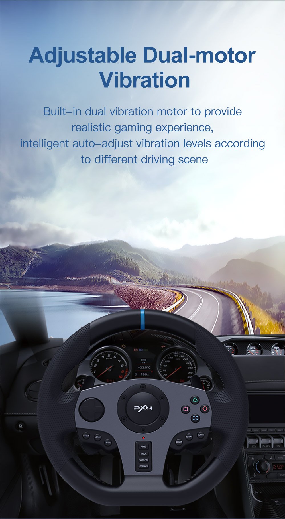 PXN 270/ 900 Degree Vibration Gaming Steering Wheel [ PXN V9 ]