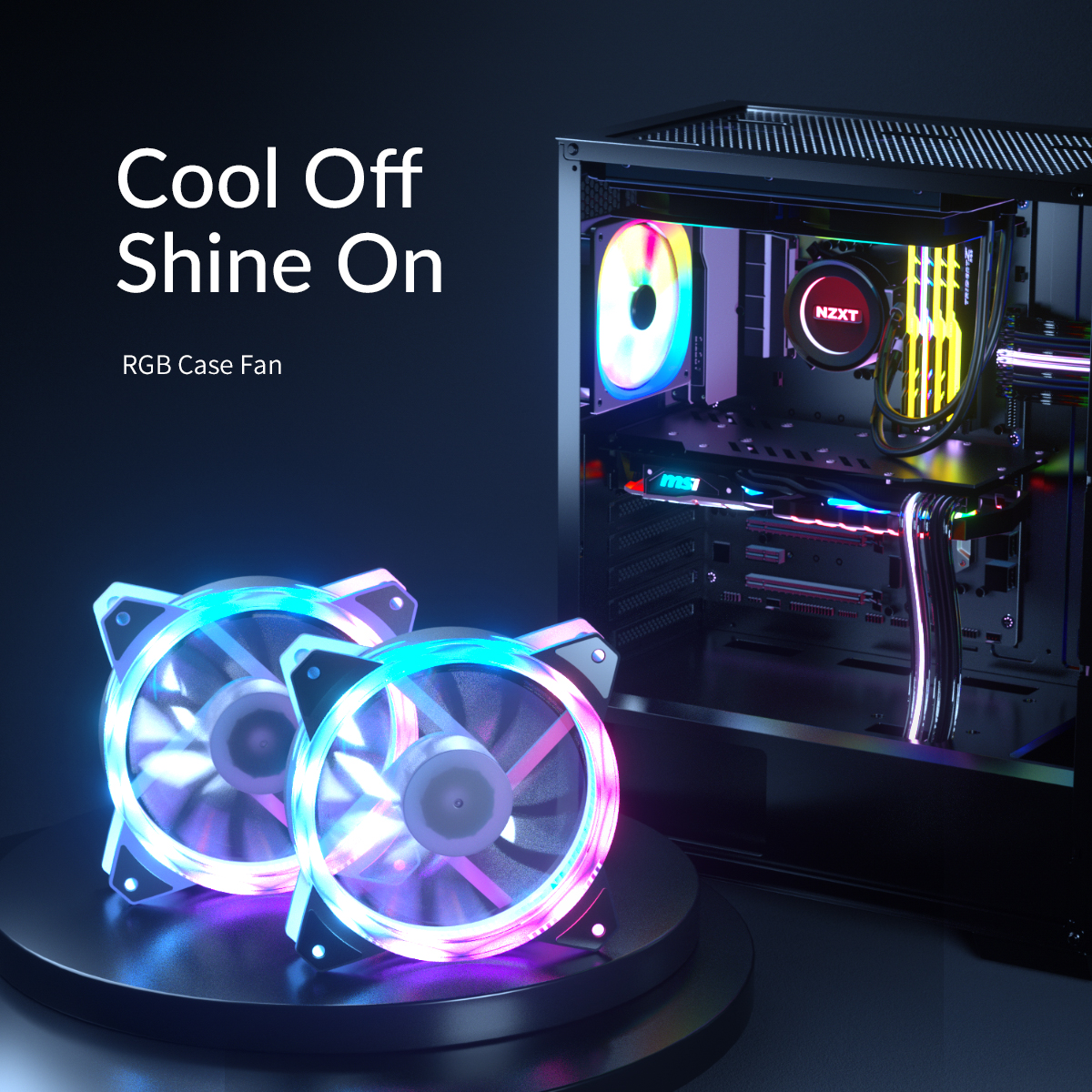 ORICO Case Fan RGB Loops 120*120*25MM 4+3Pin - ORICO-CSF-6LD-BK-BP