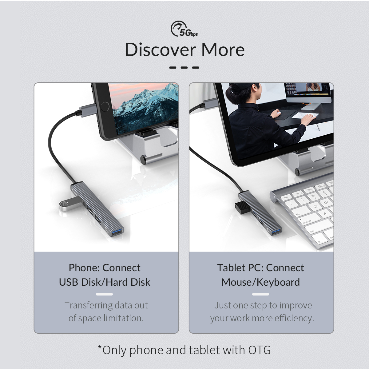 ORICO Type-C to USB3.0 HUB USB3.0*1，USB2.0*3 ORICO-AH-13