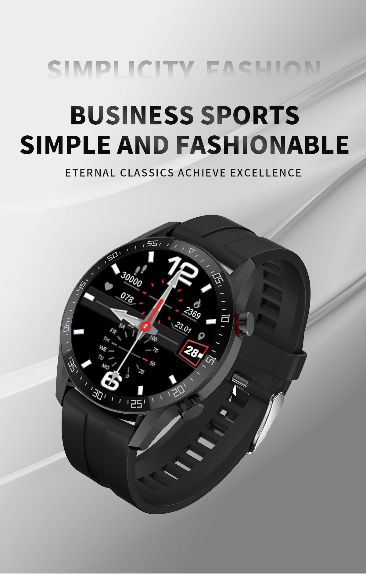 Smart watch SK7 Plus - 1.28-inch IPS - 230mAh battery-capacity - IP68 waterproof - Bluetooth 5.1 - three days standby time - Leather black strap - Pccircle - Amman Jordan