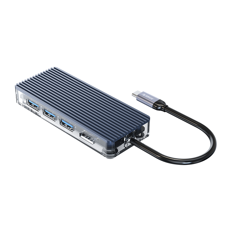 ORICO Type-C 6-in-1 Transparent Hub USB3.0 Type-A*3 HDMI*1 RJ45*1 ORICO-WB-6RJ