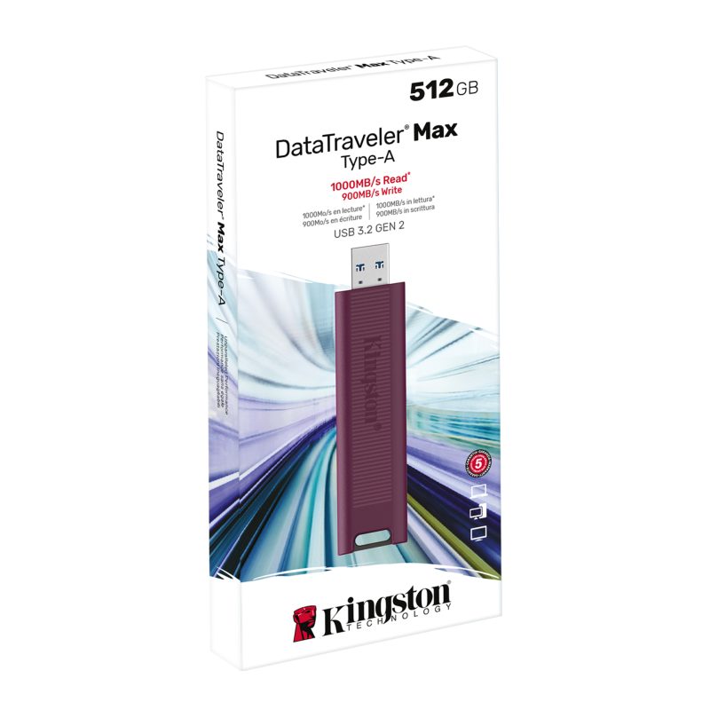 Kingston DataTraveler Max - Type-A USB 3.2 Gen 2 - 512GB - Up to 1,000MB-s Read - functional keyring loop - DTMAXA-512GB - Amman Jordan - Pccircle