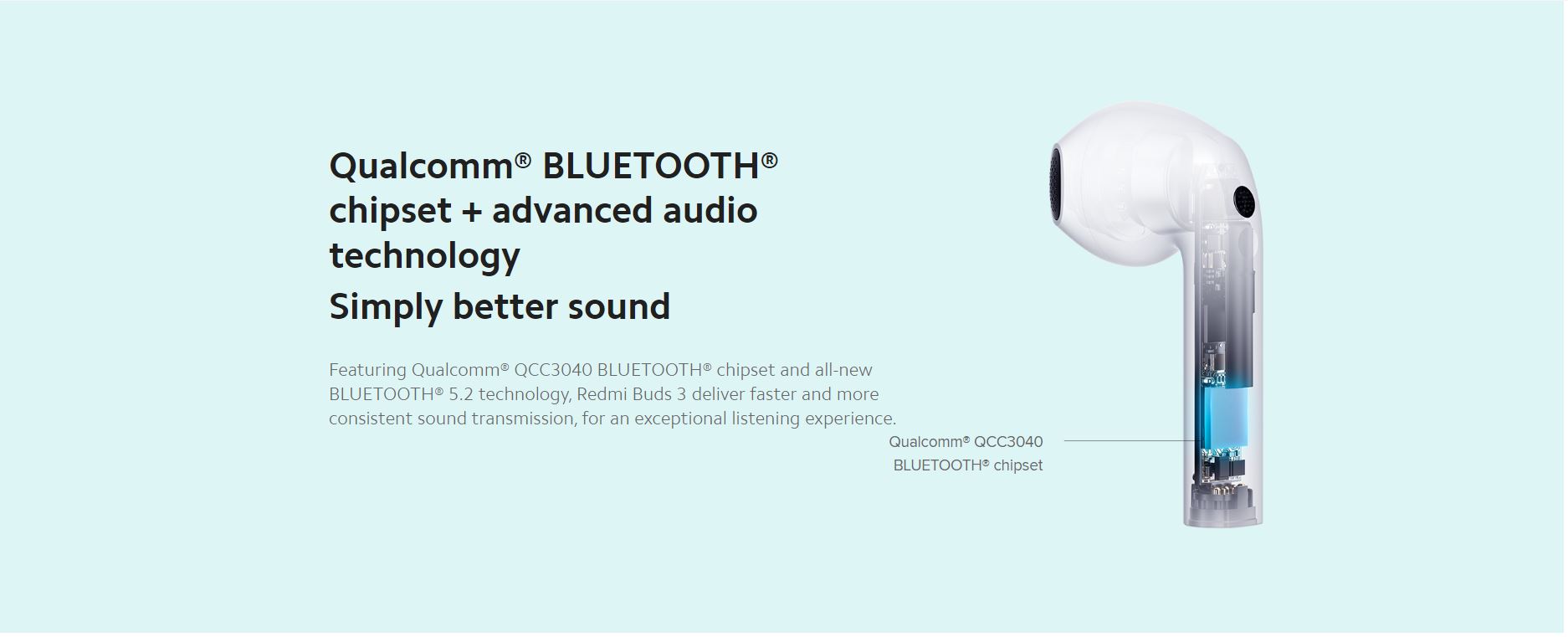 Xiaomi Redmi Buds 3 wireless earbuds - Bluetooth 5.2 - up to 20-hours total play time - 12mm dynamic driver - Dual-microphone noise cancellation - M2104E1 - BHR5174GL - Amman Jordan - Pccircle