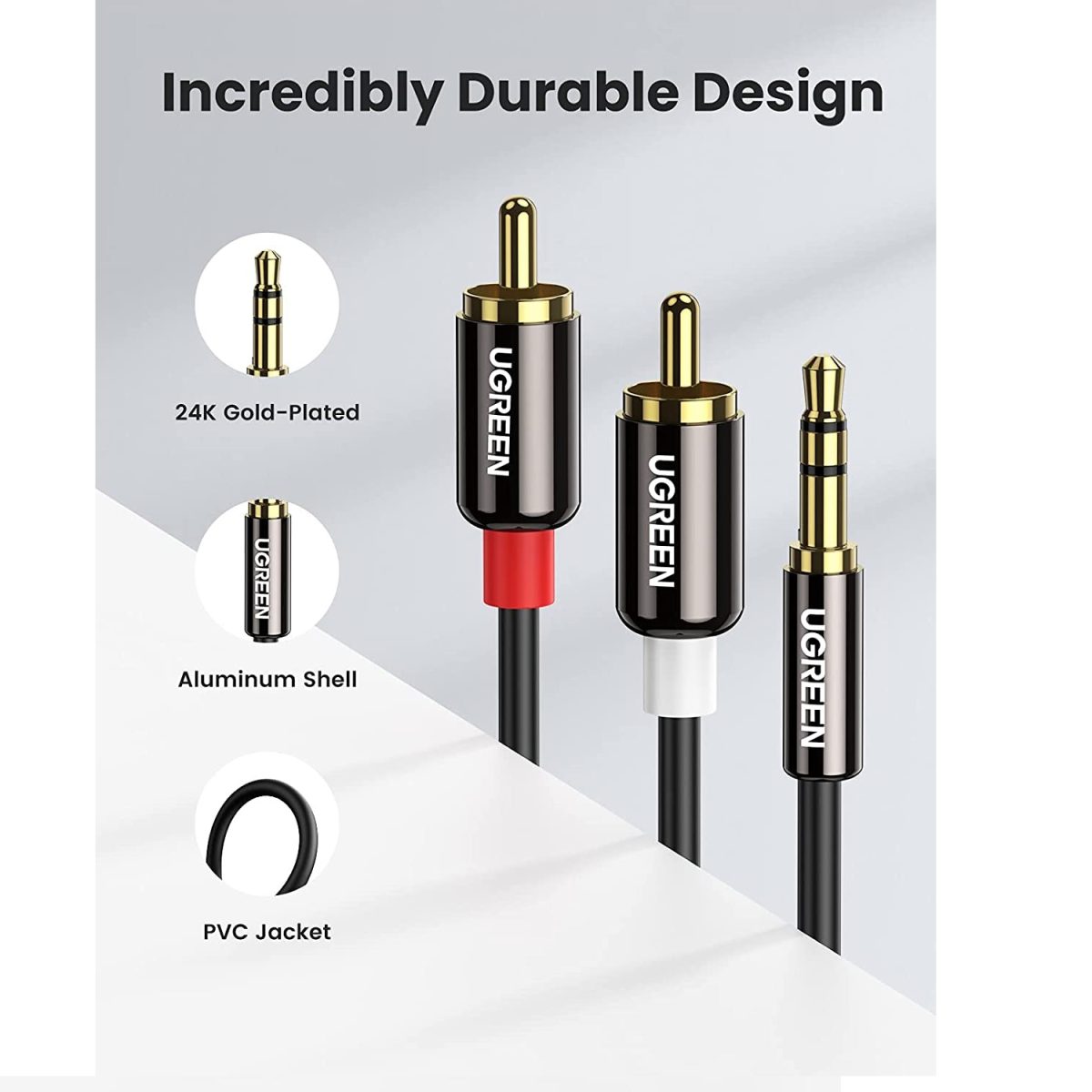 UGREEN AV116 3.5mm Male to 2 RCA Male Cable-1.5M 