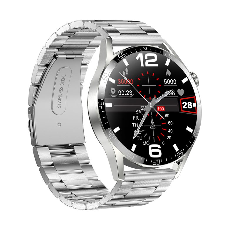 Smart watch H40 - 1.28-inch IPS - 230mAh battery-capacity - IP68 waterproof - Bluetooth 5.1 - standby up to two days - silver steel strap - Amman Jordan - Pccircle