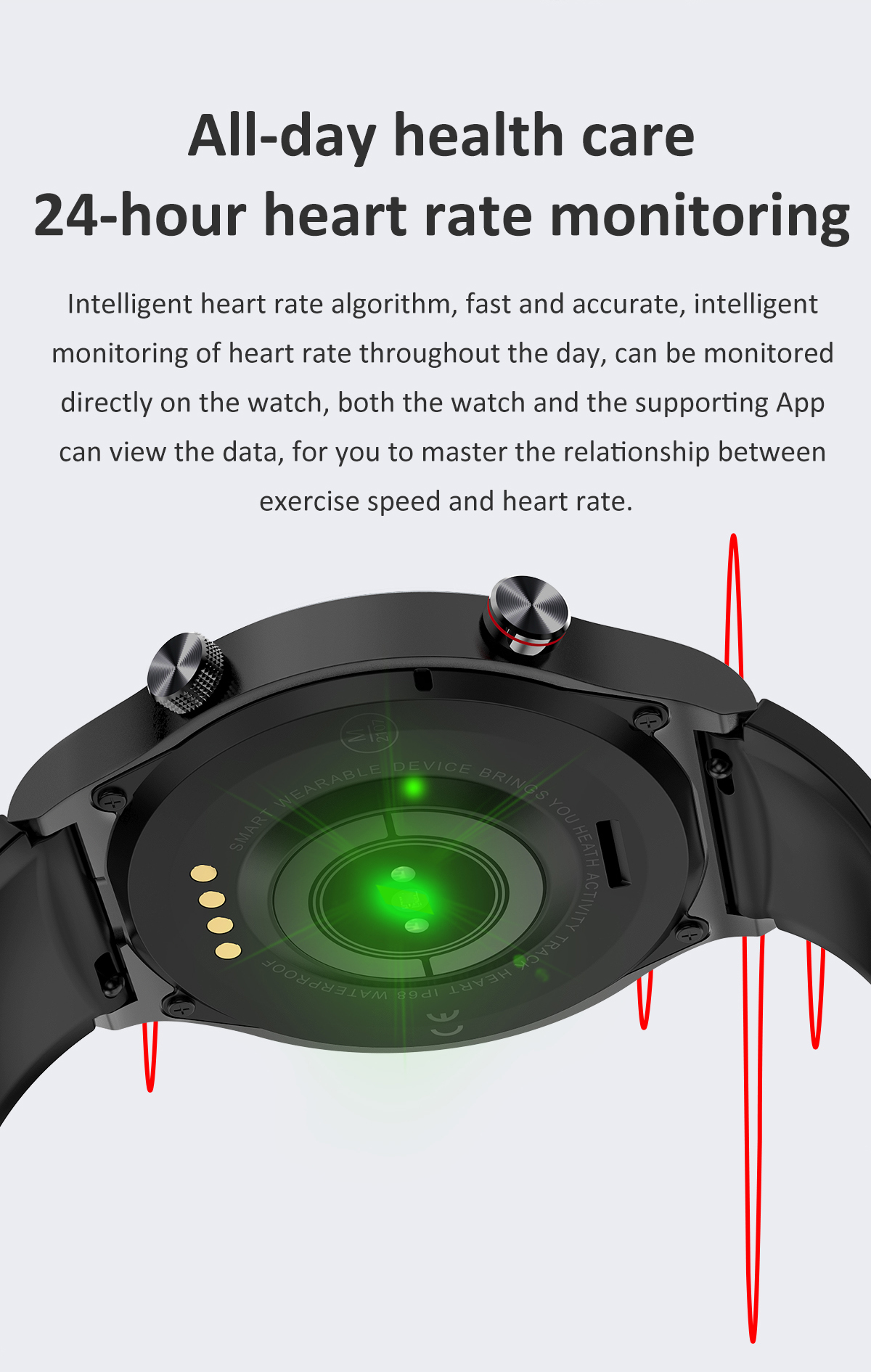 Smart watch H20 - 1.28-inch IPS - 230mAh battery-capacity - IP68 waterproof - Bluetooth 5.1 - standby up to three days - Red silicone strap - Jordan Amman - Pccircle