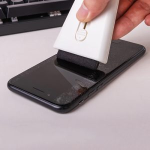 Cleaning Brush with sliding glass { removes fingerprints and smudges from screen / sweeps away dust and dirt / white color } - Image 3