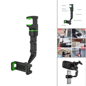 Universal clip Cellphone holder { fast locking / Super flexible and 960°rotating / black and green color }