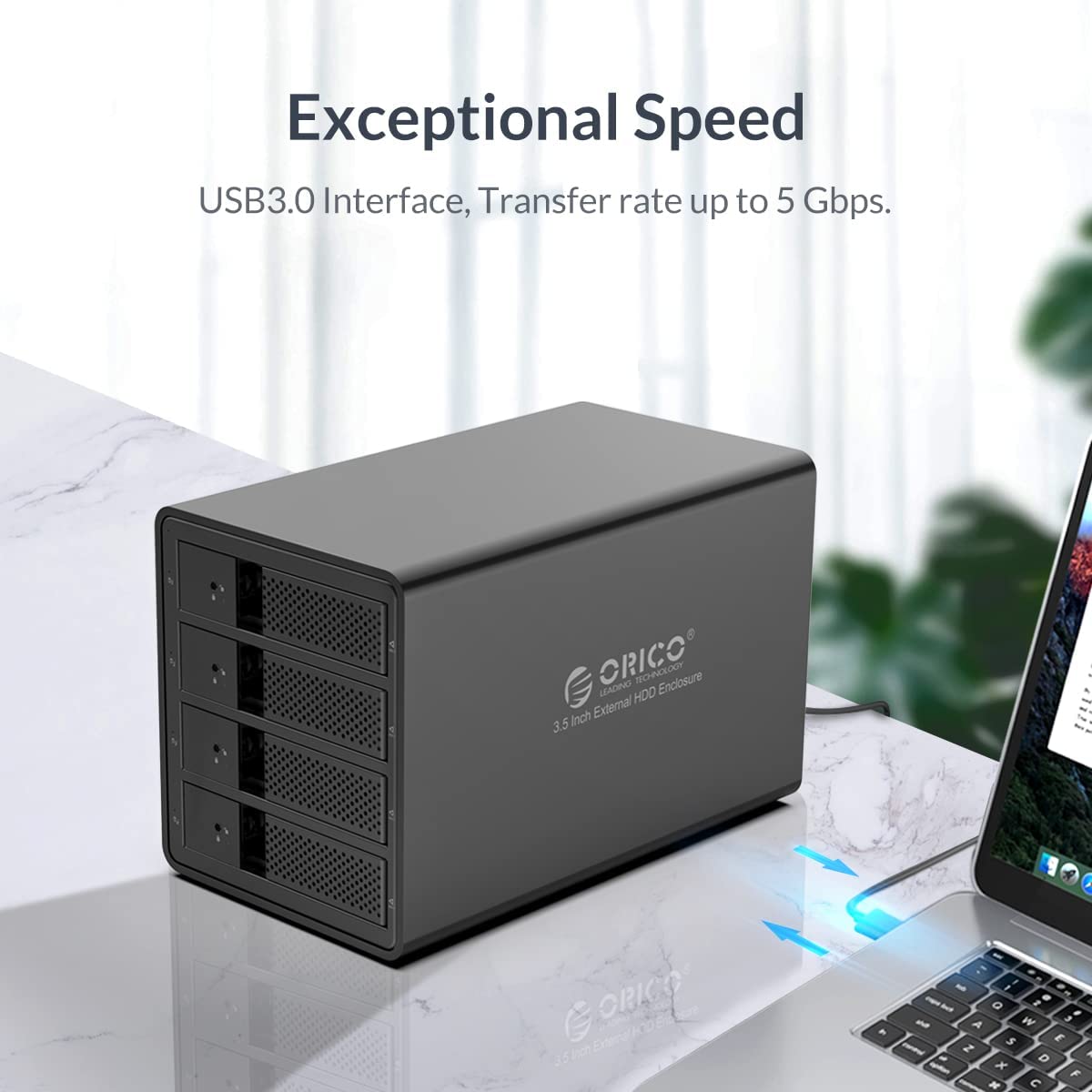 ORICO 3.5-Inch External Hard Drive Enclosure with RAID - USB3.0 Type-B Output Interface - 5Gbps Transfer Rate - Aluminum alloy Material - Windows , Mac and Linux Systems Support - 9548RU3 - Pccircle - Amman Jordan