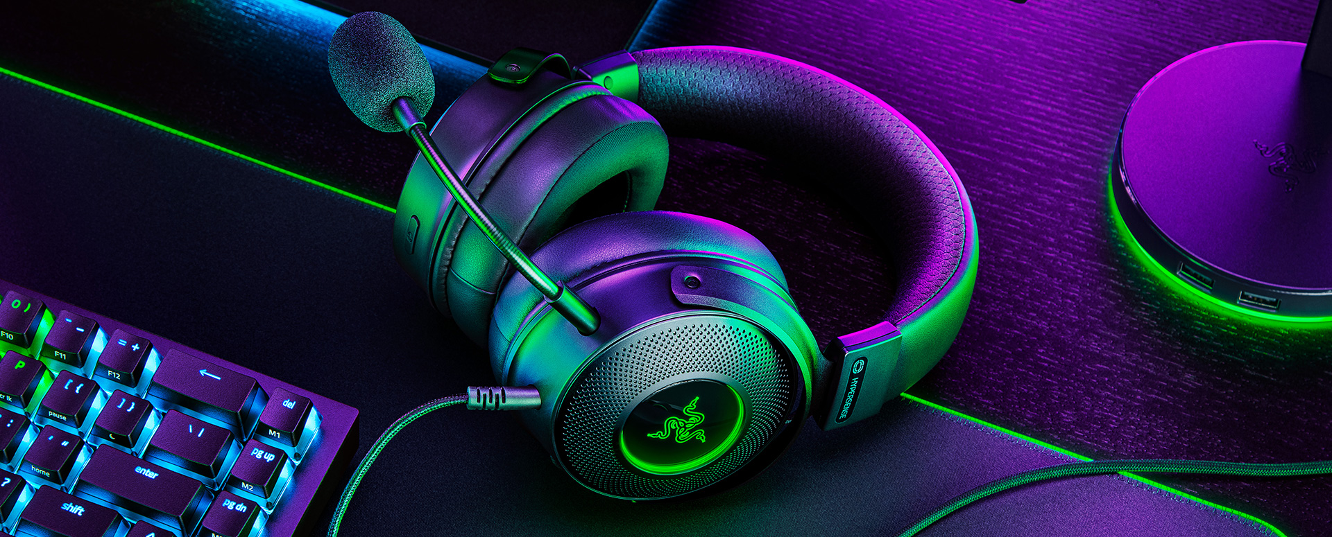 Razer Kraken V3 HyperSense Wired USB Headset - TriForce Titanium - THX Spatial Audio - Haptic Technology - RZ04-03770100-R3M1 - Amman Jordan - Pccircle