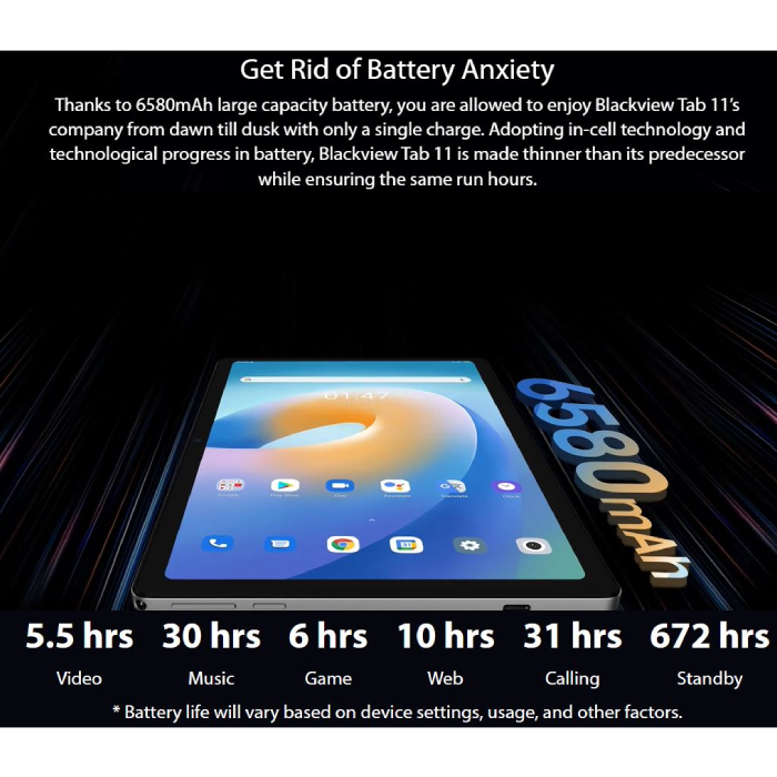 Blackview Tab 11 silver color - 10.36 inch FHD+ - 128GB storage - 8GB RAM - Android 11 - 6580mAh battery capacity - Amman Jordan - Pccircle 