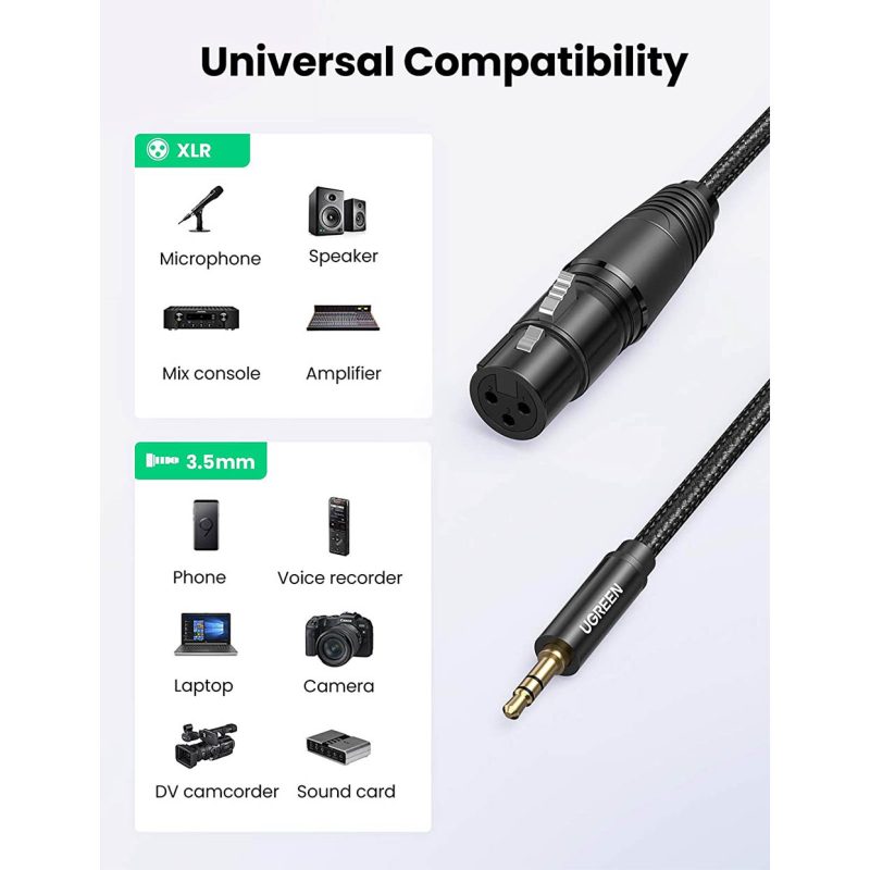 Ugreen 3.5mm Three-Pole Male To XLR Female Audio Cable 2m [ 20244 ]