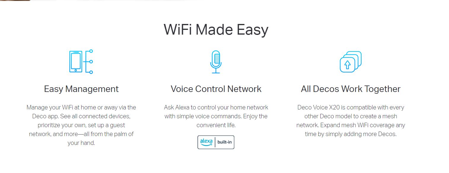 Deco Voice X20 AX1800 Mesh Wi-Fi 6 System with smart speaker - 2-pack / speed up to 1201 Mbps (5 GHz) / Coverage up to 4,000 ft² - Deco Voice X20 / 2-pack - Amman Pccircle Jordan