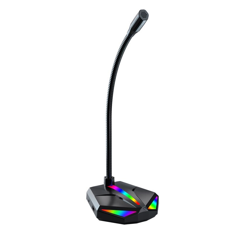 USB desktop microphone { RGB light / 3-USB HUB / 3.5mm AUX output port } H1