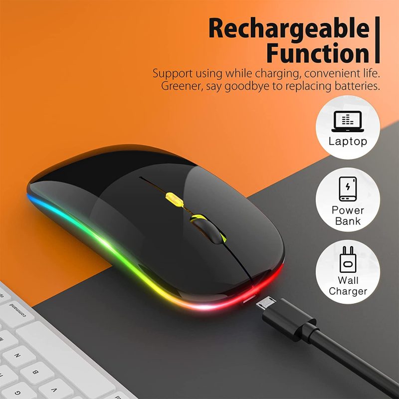 Mouse Wireless || Bluetooth || Dual Mode Slim || Rechargeable || Silent || 3 Adjustable DPI || Black || White