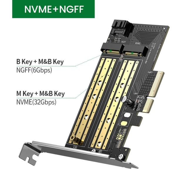 UGREEN M.2 NVMe + M.2 SATA to PCI-E 3.0 X 4 - PCI express card [ 70504 ]