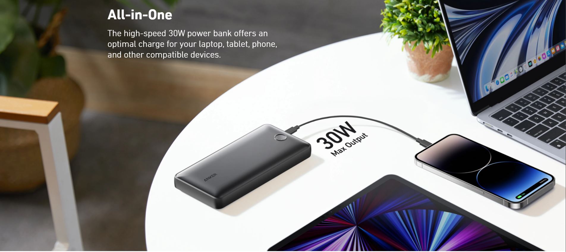 Anker 535 PowerCore 20K Power Bank - series 5 20,000 mAh capacity / dual port type c A1366H11