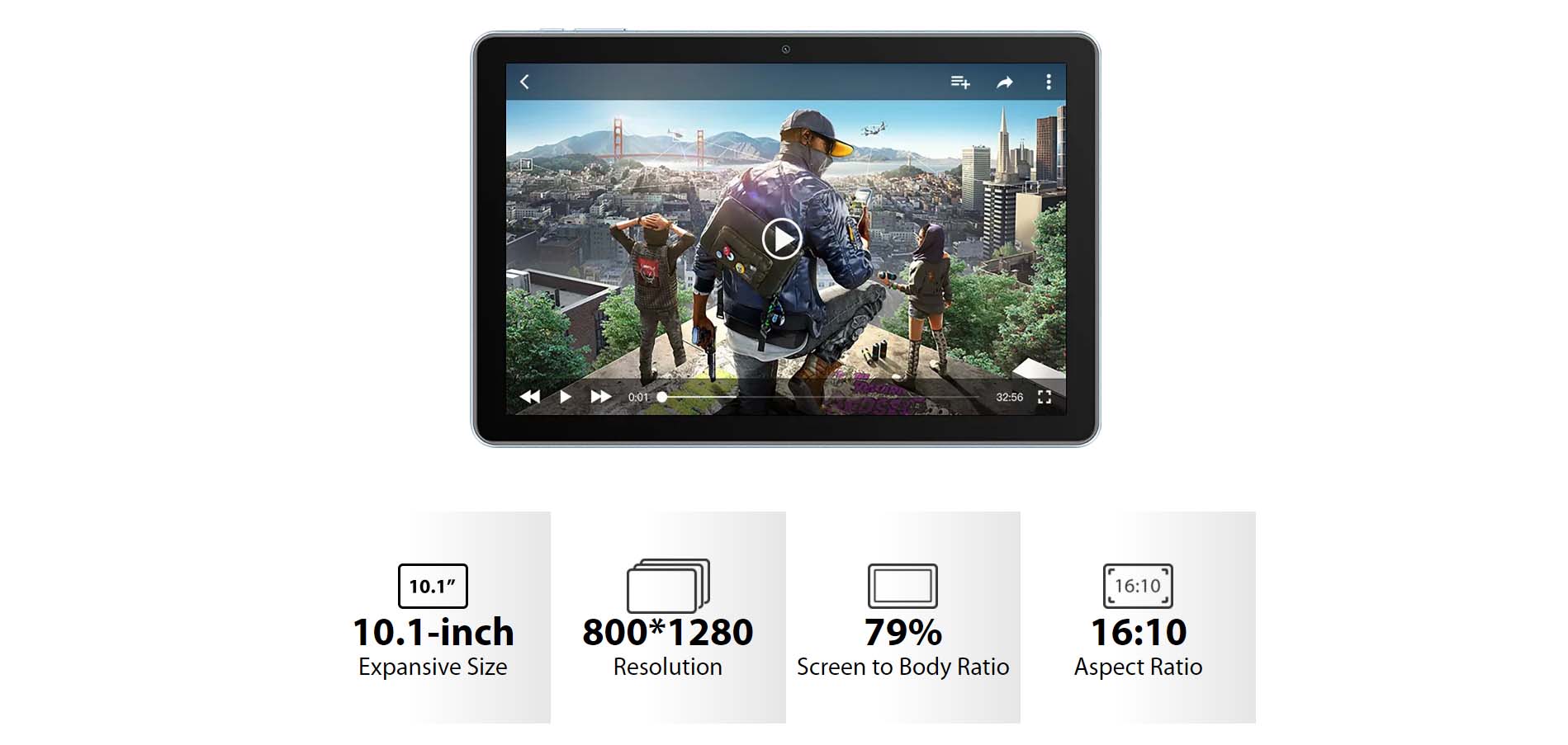 Blackview Tab 7 Wi-Fi (10.1" HD+ IPS / 3GB RAM / 64GB Storage / Quad-Core / Android 12 / Twilight Blue) [ Free Bluetooth Keyboard ]