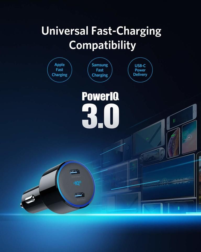 Anker PowerDrive+ III Duo Car Charger (48W / 2 USB-C PowerIQ 3.0 / Black) [ A2725H11 ]