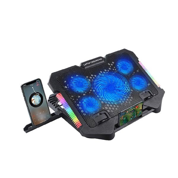 Notebook Cooling Pad 5 FAN with stand Phone RGB