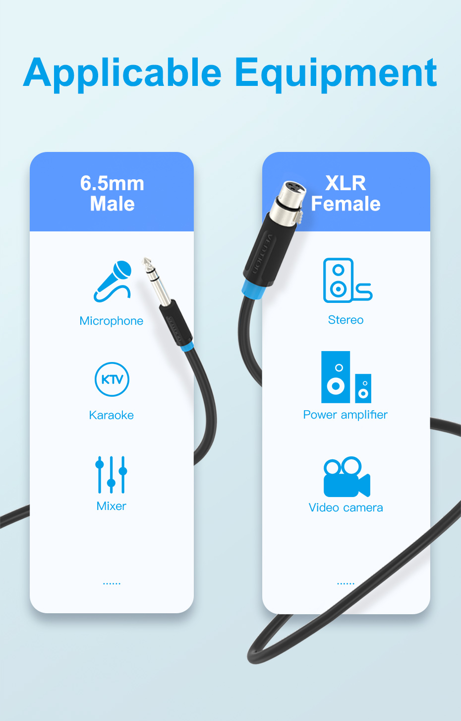 Vention 6.5mm TRS Male to XLR Female Audio Cable 3m Black [ BBEBI ]