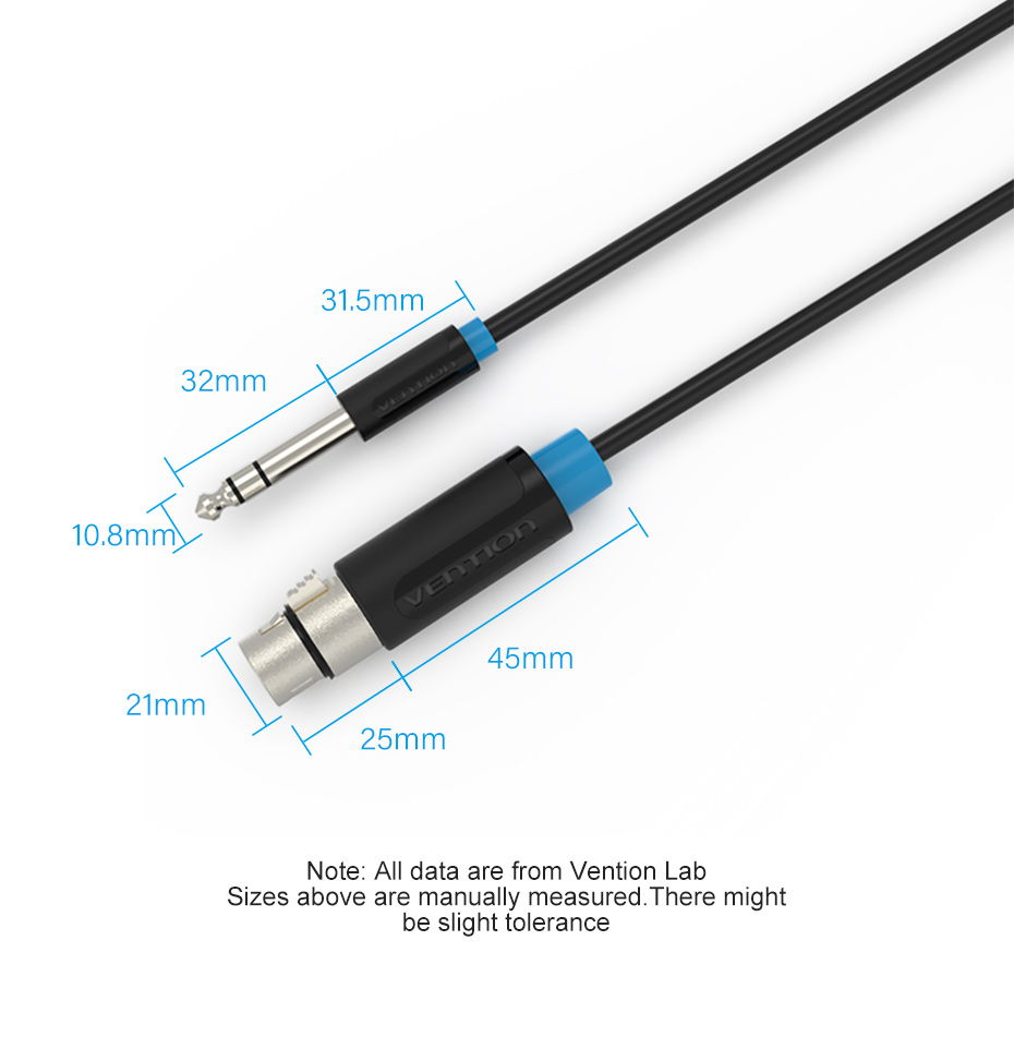 Vention 6.5mm TRS Male to XLR Female Audio Cable 3m Black [ BBEBI ]
