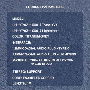 PISEN Braided Type-C to AUX 3.5mm - LH-YP02-1000