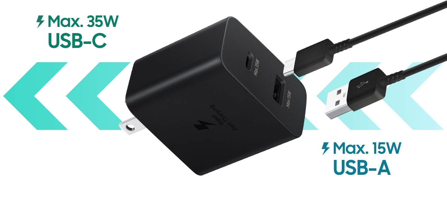 Samsung 35-Watt PD Duo (Type-C + Type-A) Wall Charger Black [ EP-TA220NBEGWW ]
