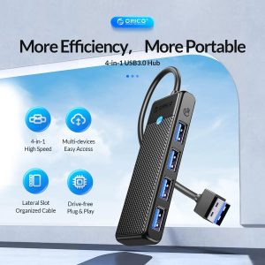 Orico USB-A HUB PW Series to (4 x USB-A 3.0 / Black) [ PAPW4AC-C3 ]