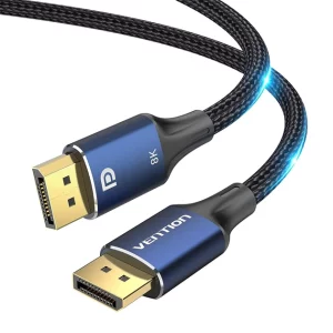 Vention Cotton Braided DP 1.4  Male To Male Cable 8k 1m - HCELF - Image 2